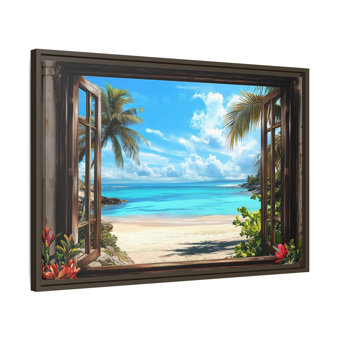 Tropical Seaside Window Scene