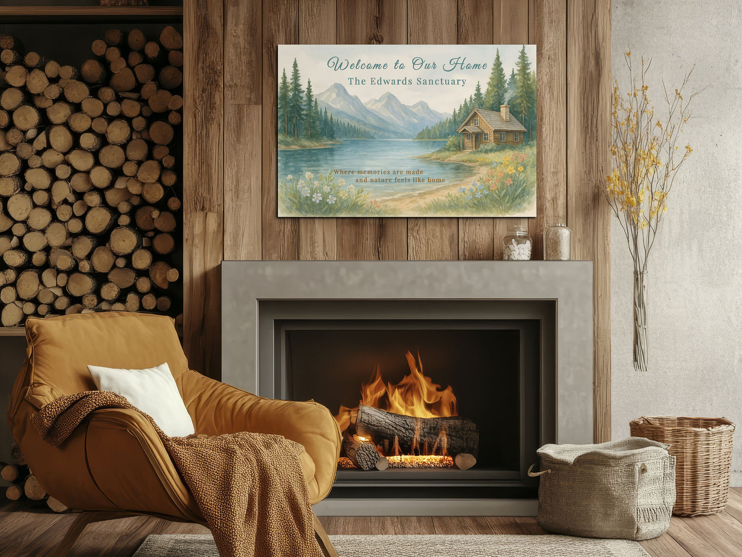 Mountain Memories Personalized Nature Cabin Wall Art