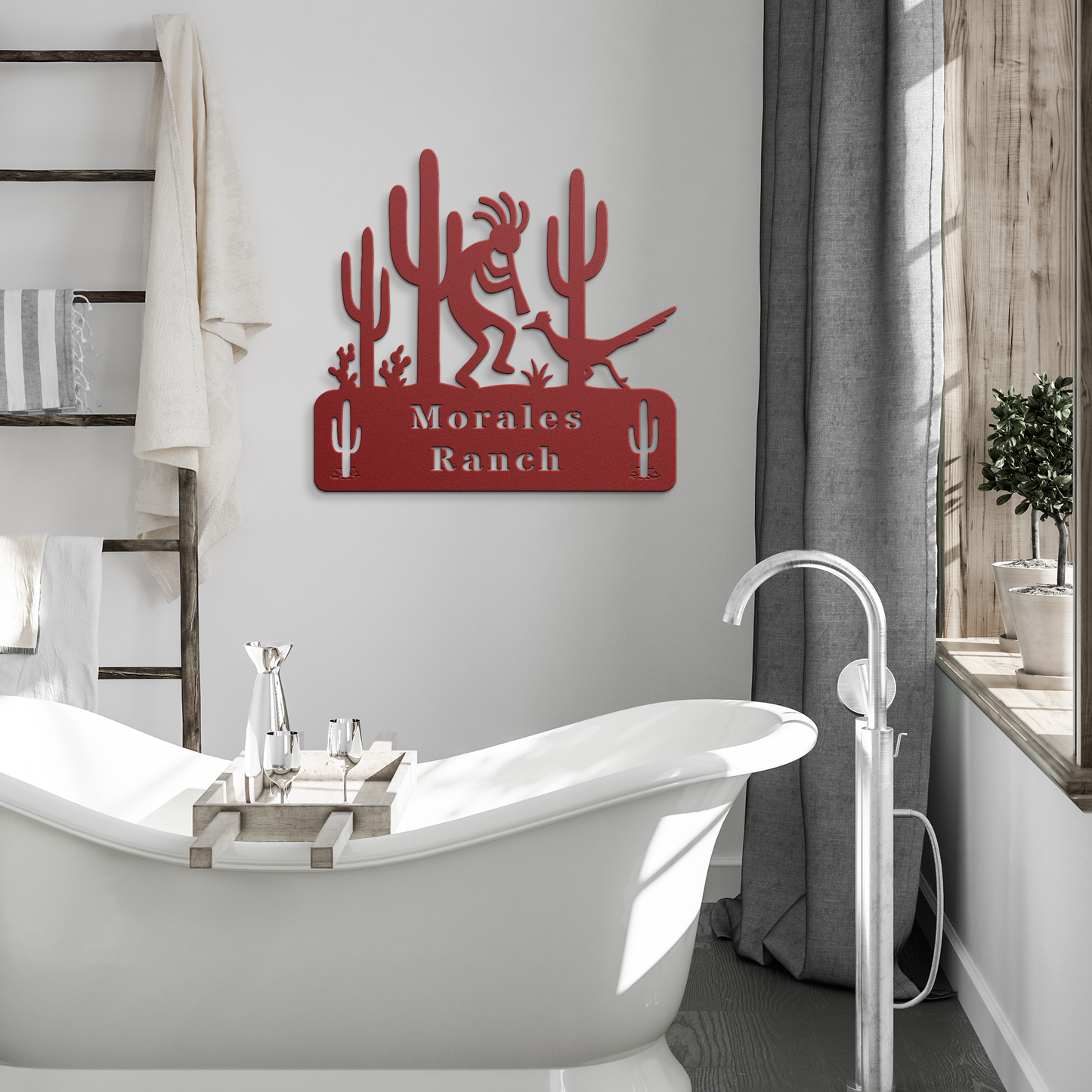 Personalized_Kokopelli_Ranch_Sign_Red_Modern_Bathroom_Mockup.png