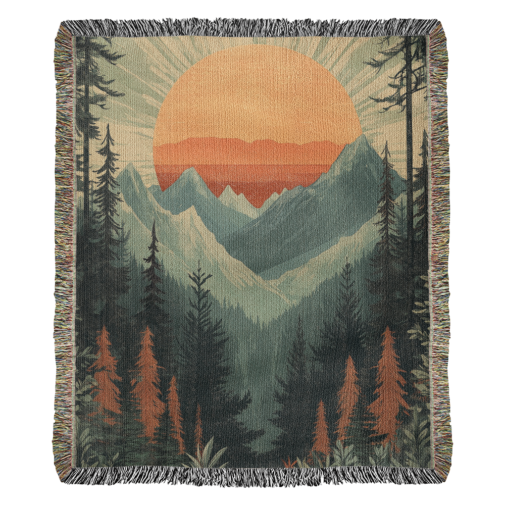 Majestic Mountain Sunset Blanket
