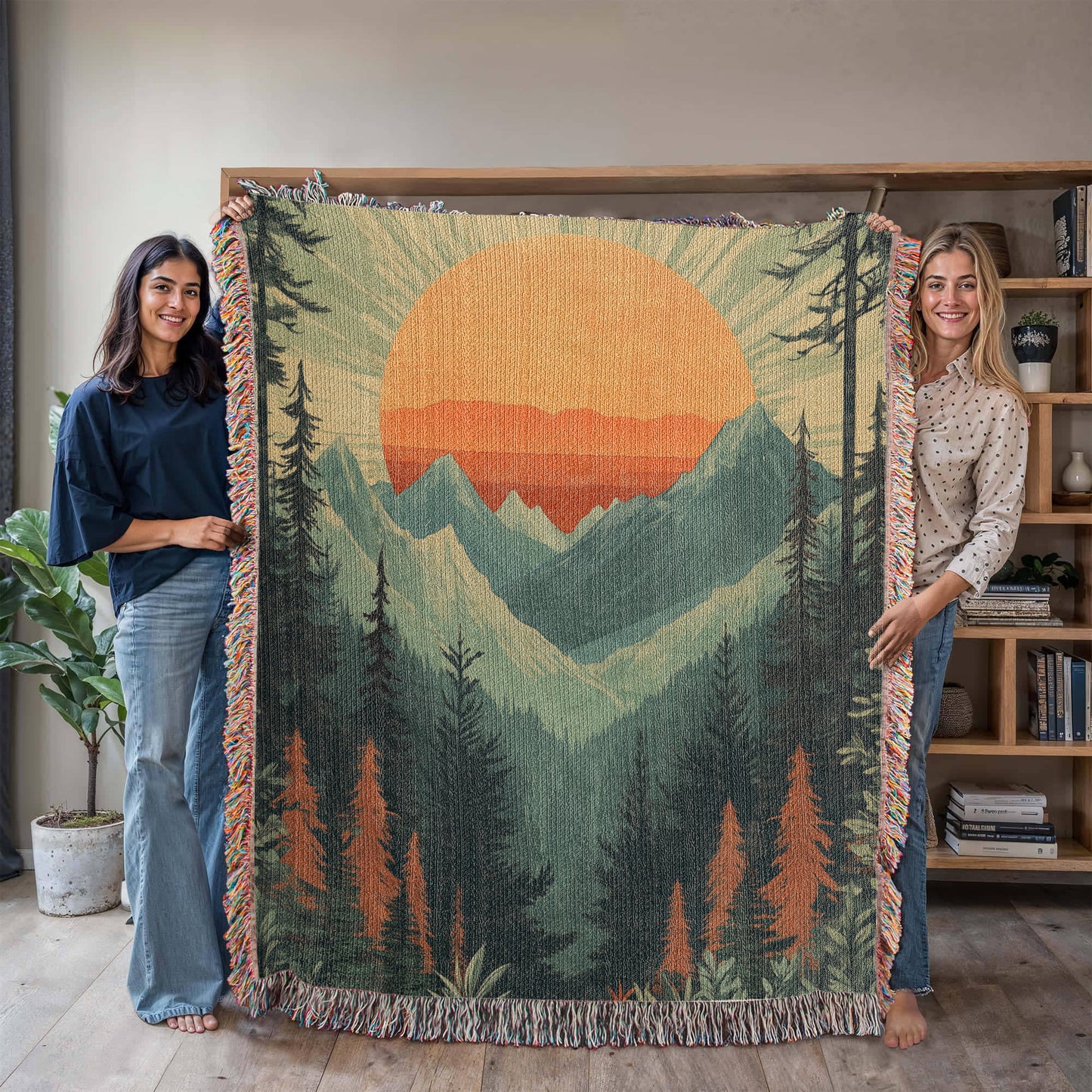 Majestic Mountain Sunset Blanket