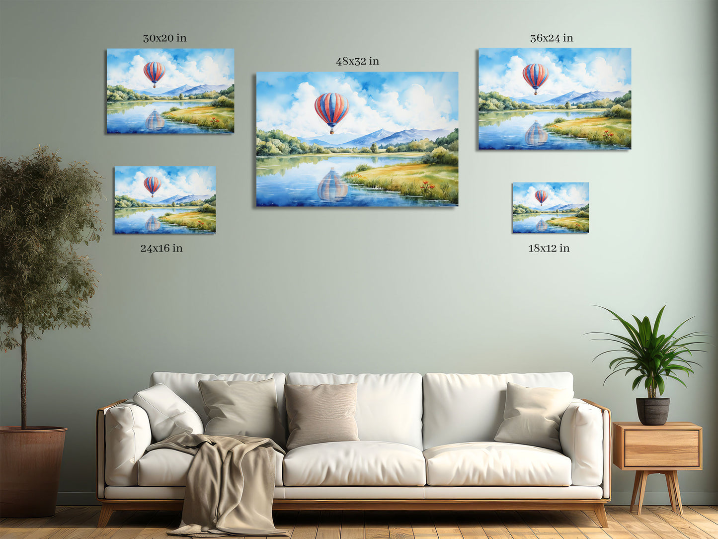 Scenic Hot Air Balloon Wall Art