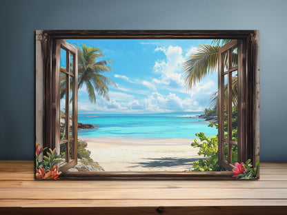 Tropical Seaside Window Scene