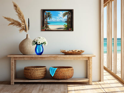 Tropical Seaside Window Scene