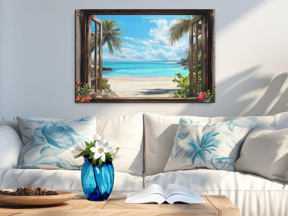 Tropical Seaside Window Scene