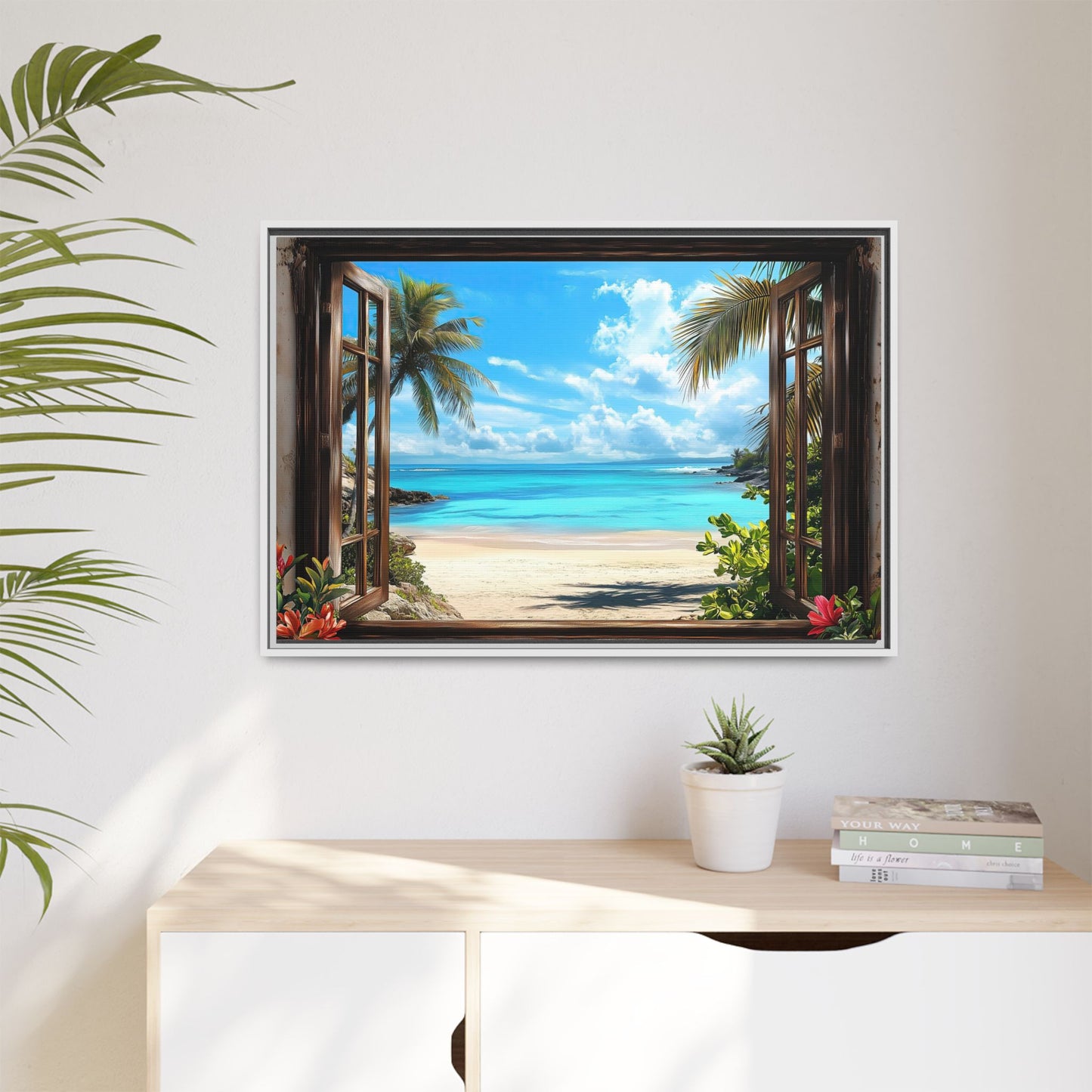 Tropical Seaside Window Scene