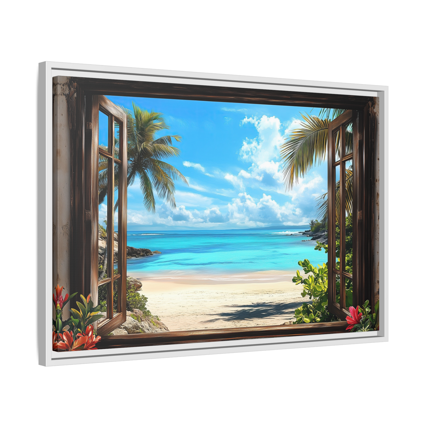 Tropical Seaside Window Scene