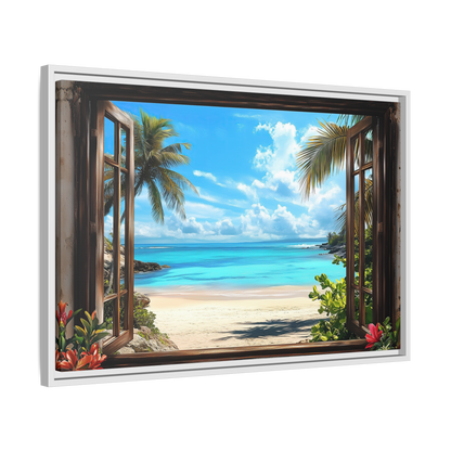 Tropical Seaside Window Scene