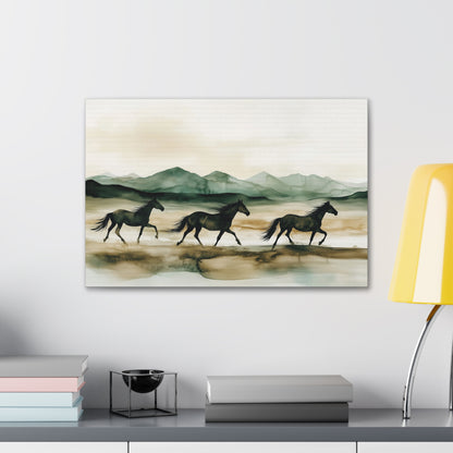 Galloping Horses Canvas Wrap