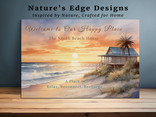 Beach Sunset Personalized Canvas Wall Art