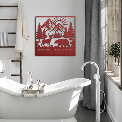 Custom_Mountain_Wildlife_Metal_Sign_Red_Modern_Bathroom_Mockup.png
