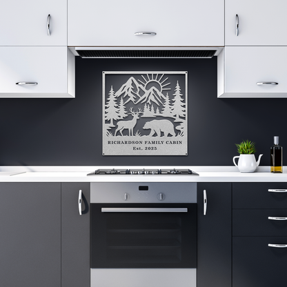 Custom_Mountain_Wildlife_Metal_Sign_Silver_Dark_Kitchen_Mockup.png