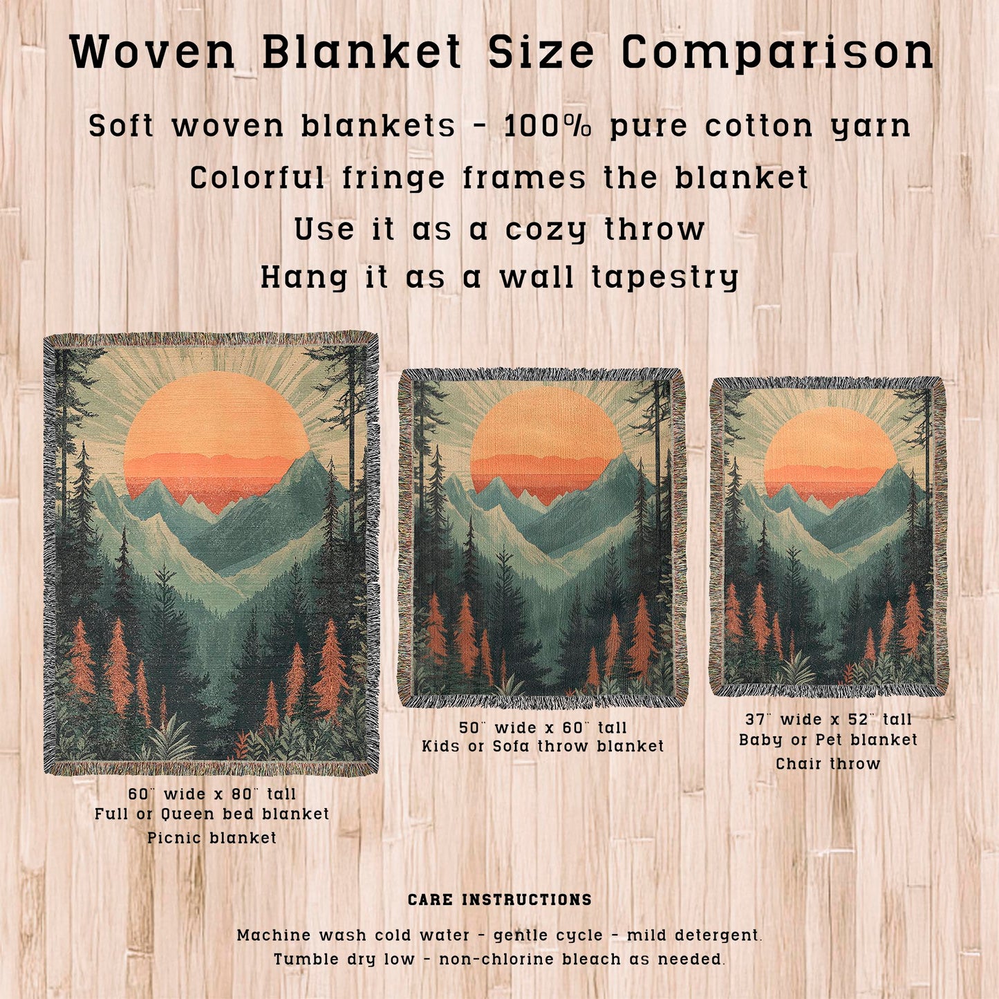 Majestic Mountain Sunset Blanket