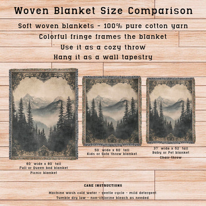 Antique-Style Mountain Scene Blanket