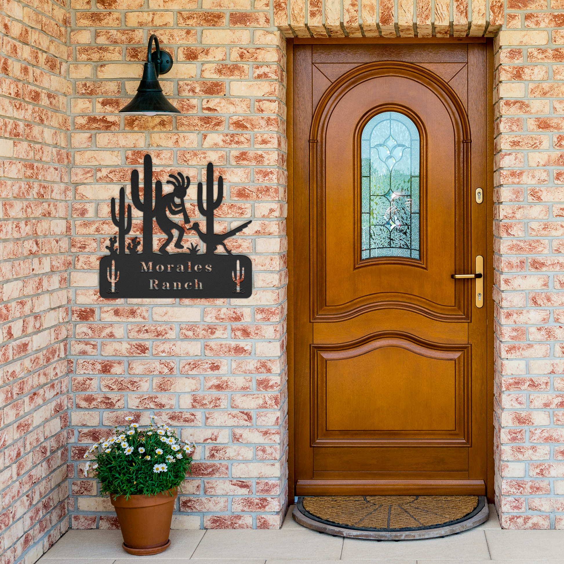 Personalized_Kokopelli_Ranch_Sign_Black_Brick_Entrance_Mockup.png