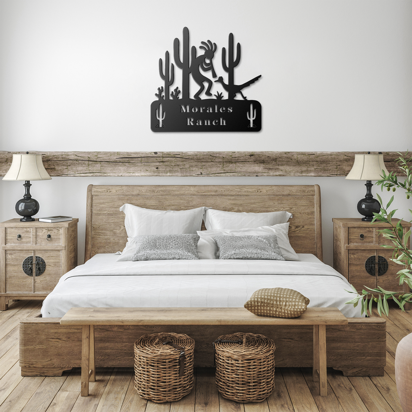 Personalized_Kokopelli_Ranch_Sign_Black_Farmhouse_Bedroom_Mockup.png