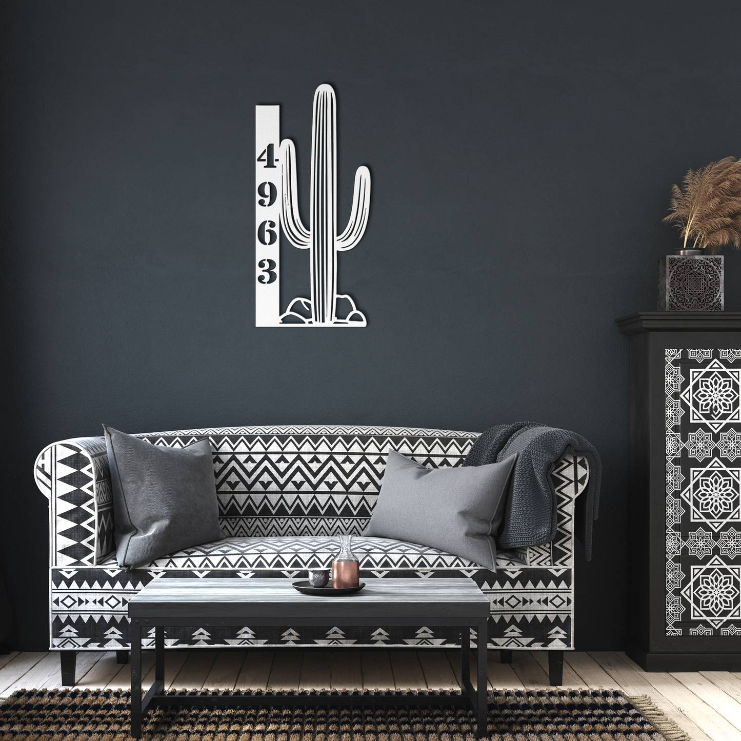 Personalized_Saguaro_Address_Sign_White_Dark_Living_Room_Mockup.png