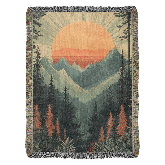 Majestic Mountain Sunset Blanket