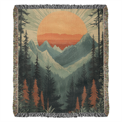 Majestic Mountain Sunset Blanket