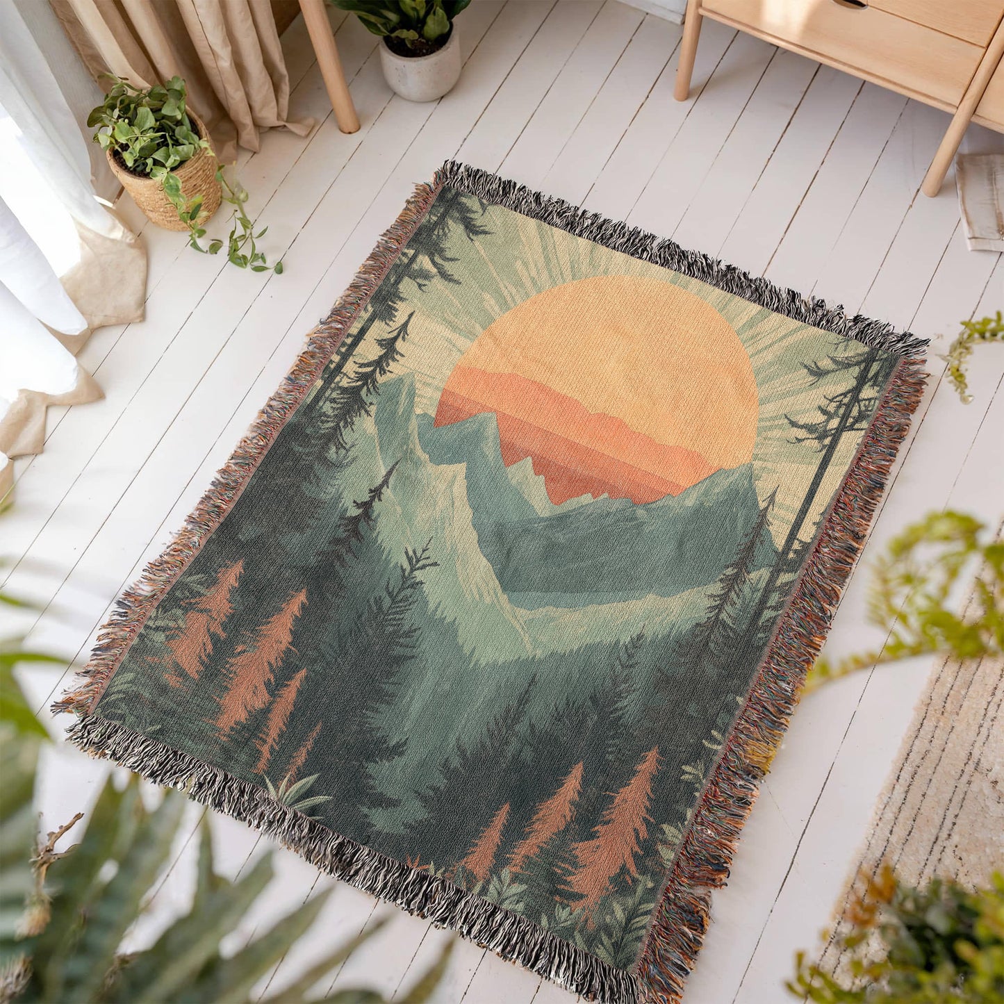 Majestic Mountain Sunset Blanket