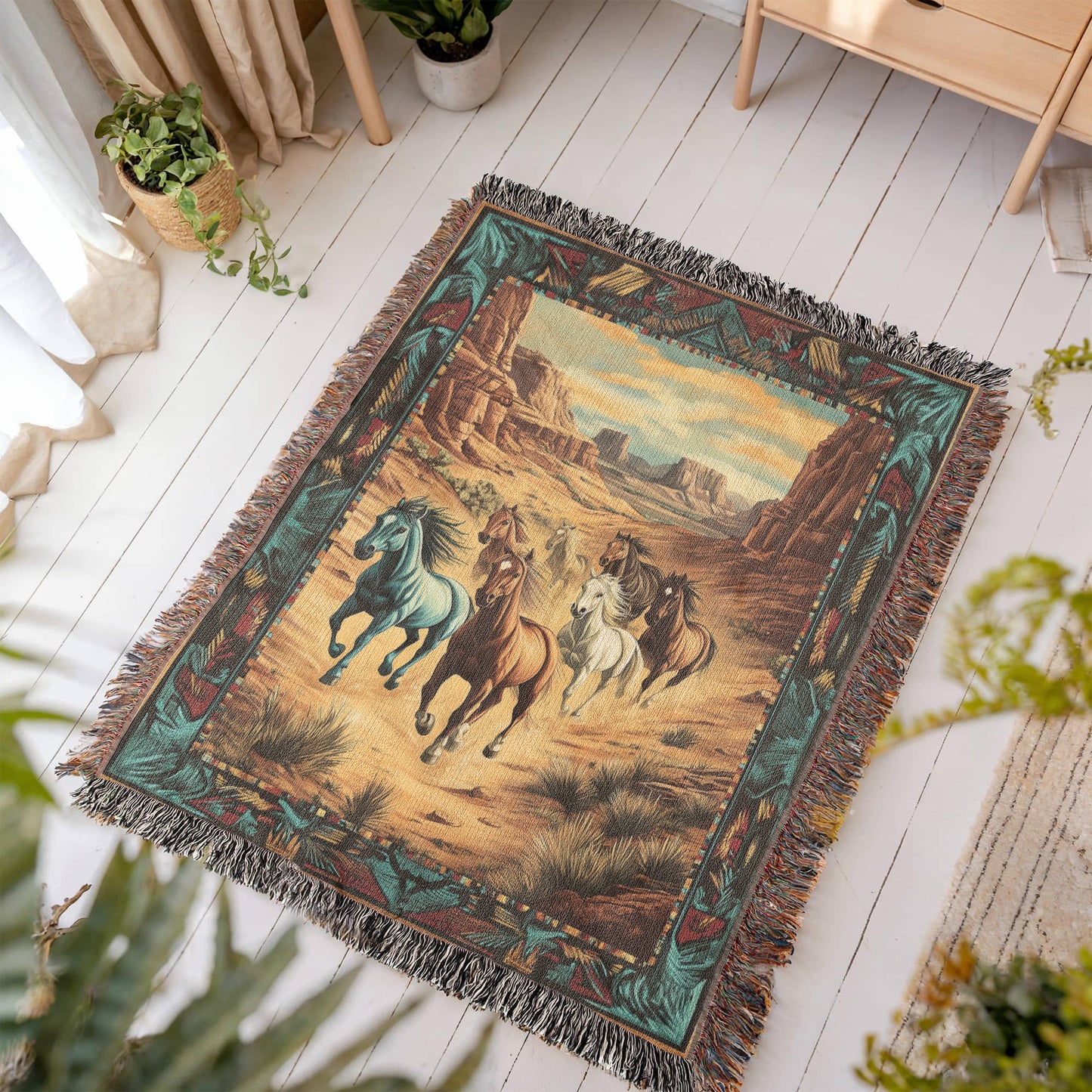 Wild Horses Desert Blanket