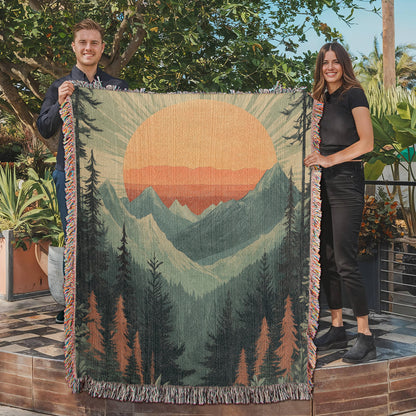 Majestic Mountain Sunset Blanket