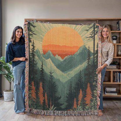 Majestic Mountain Sunset Blanket