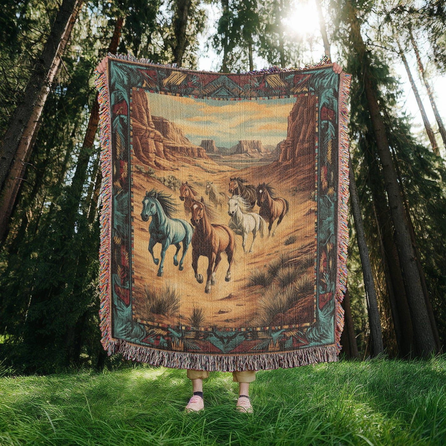 Wild Horses Desert Blanket