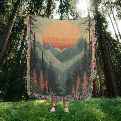 Majestic Mountain Sunset Blanket