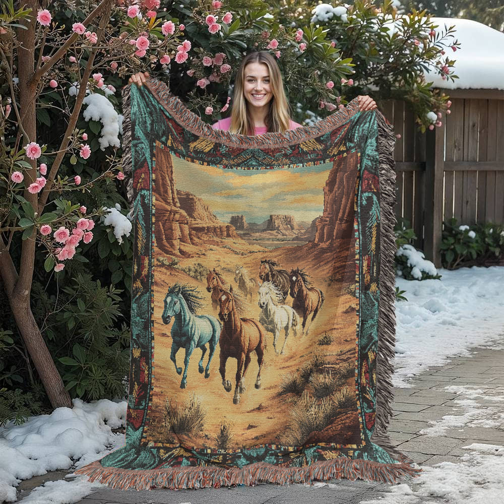 Wild Horses Desert Blanket