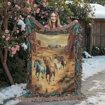 Wild Horses Desert Blanket